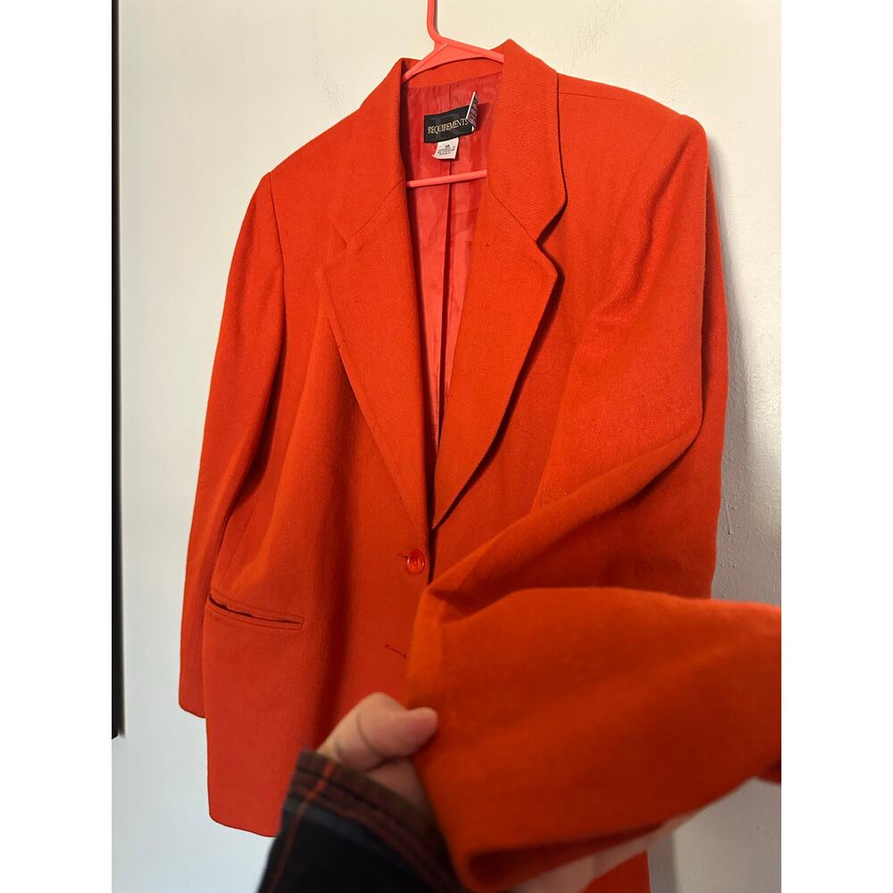 Vintage REQUIREMENTS Orange Red Front Button 100% Pure New Wool Blazer Jacket 16 - Picture 8 of 10